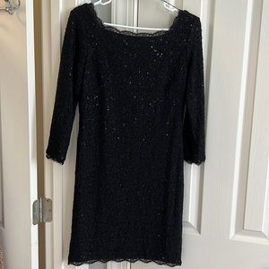 Black sequin dress with exposed zipper